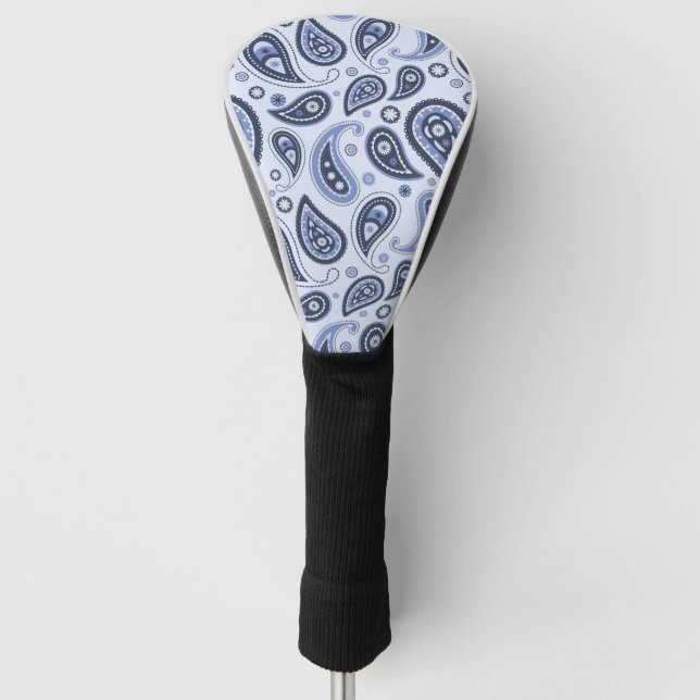 Blue Paisley Pattern Golf Head Cover (Front)