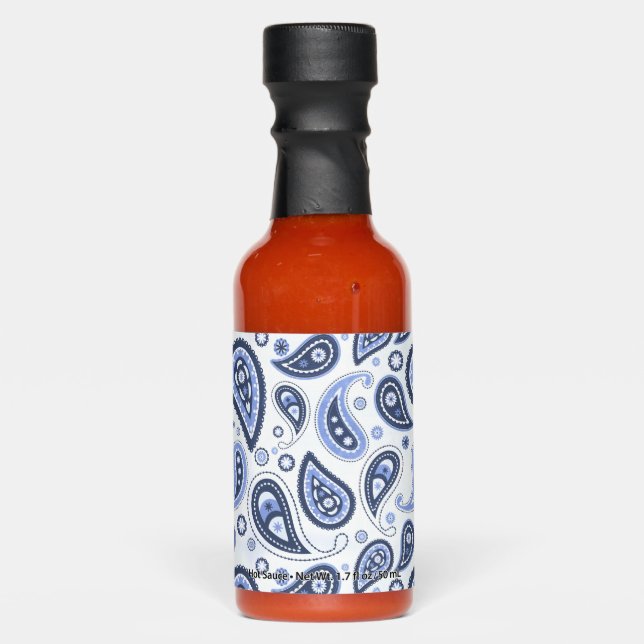 Blue Paisley Pattern Hot Sauces (Front)