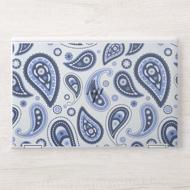 Blue Paisley Pattern HP Laptop Skin (Front)