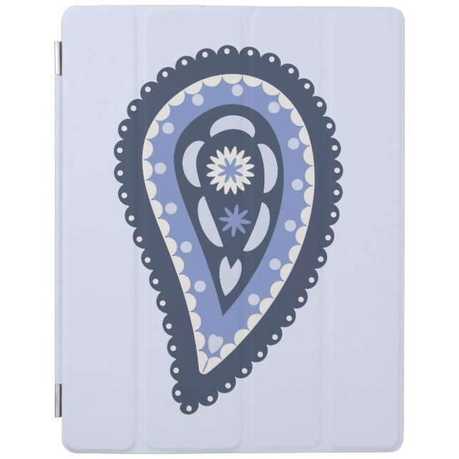 Blue Paisley Pattern iPad Smart Cover (Front)