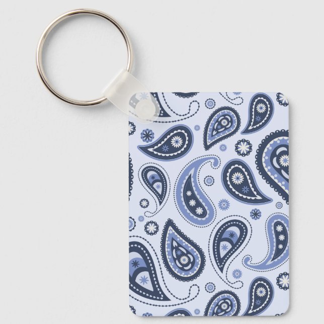Blue Paisley Pattern Keychain (Front)