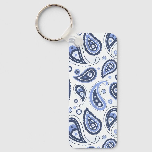 Blue Paisley Pattern Keychain (Front)