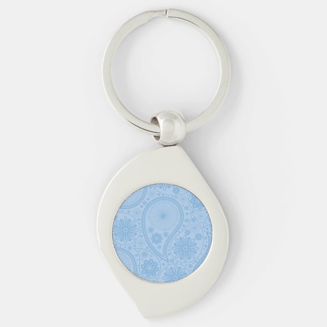 Blue paisley pattern keychain (Front)