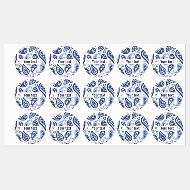 Blue Paisley Pattern Kids' Labels (Sheet)