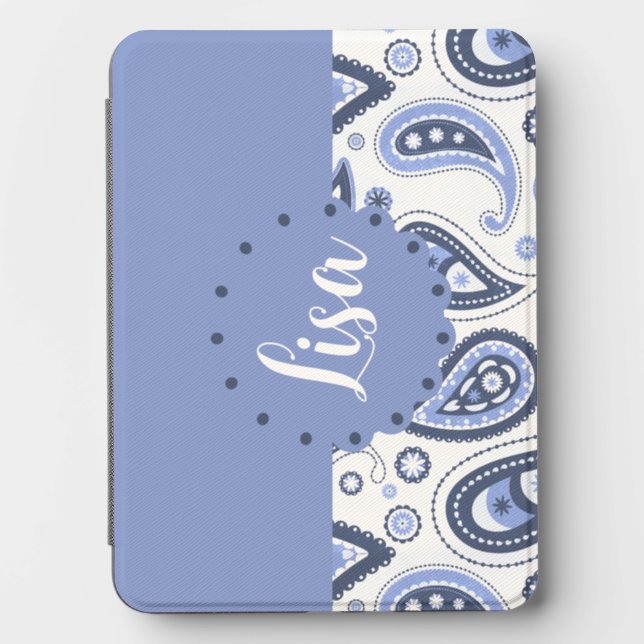 Blue Paisley Pattern Kindle Cover (Front)