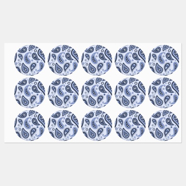 Blue Paisley Pattern Labels (Sheet)