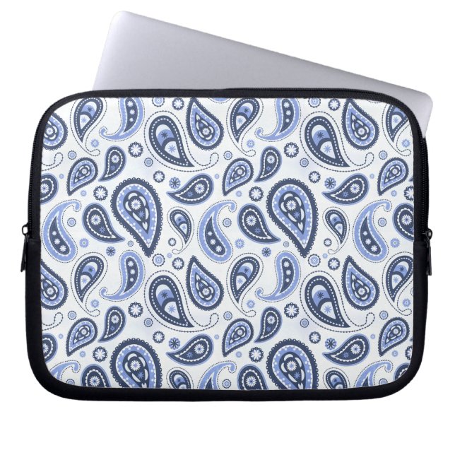 Blue Paisley Pattern Laptop Sleeve (Front)