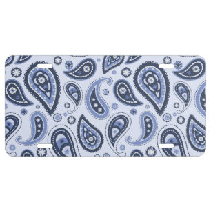 Blue Paisley Pattern License Plate