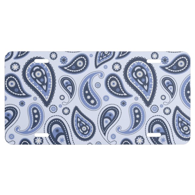 Blue Paisley Pattern License Plate (Front)