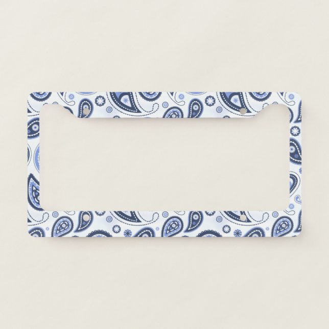 Blue Paisley Pattern License Plate Frame (Front)