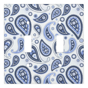 Blue Paisley Pattern Light Switch Cover