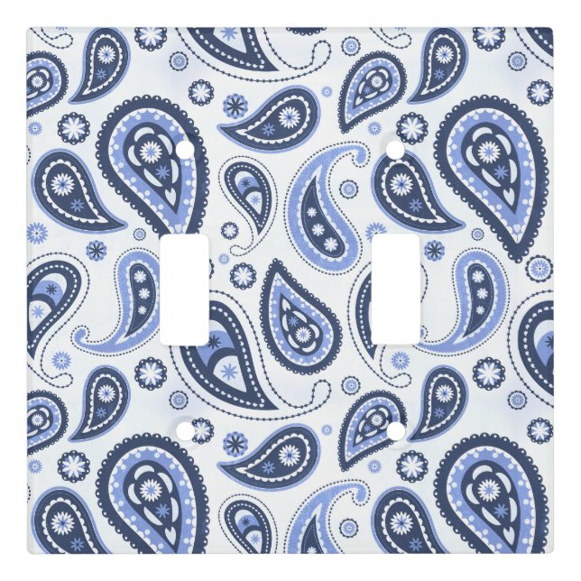 Blue Paisley Pattern Light Switch Cover (Front)