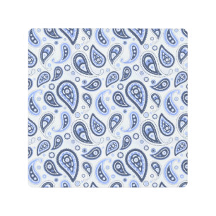Blue Paisley Pattern Metal Print