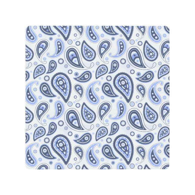 Blue Paisley Pattern Metal Print (Front)