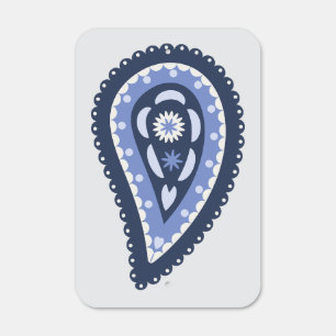 Blue Paisley Pattern Metal Sign