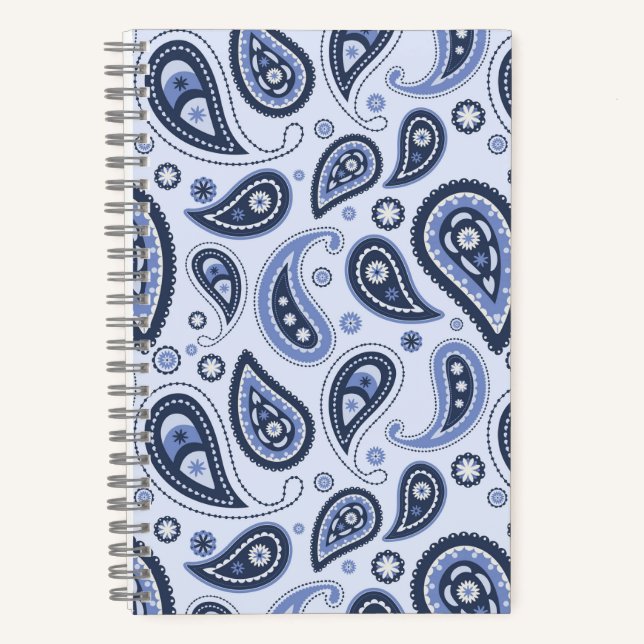 Blue Paisley Pattern Notebook (Front)