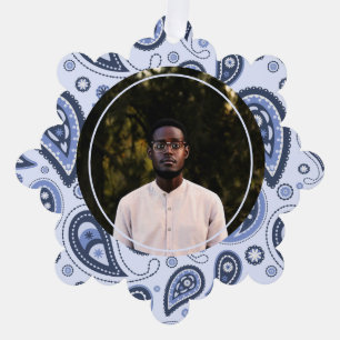 Blue Paisley Pattern Ornament Card