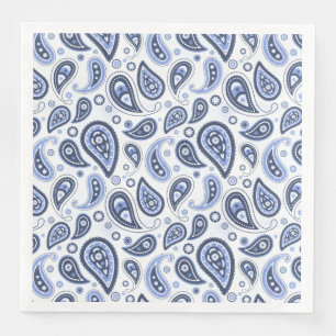 Blue Paisley Pattern Paper Dinner Napkins