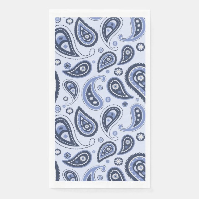Blue Paisley Pattern Paper Guest Towels (Front)