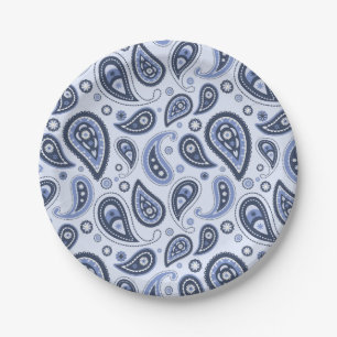 Blue Paisley Pattern Paper Plates