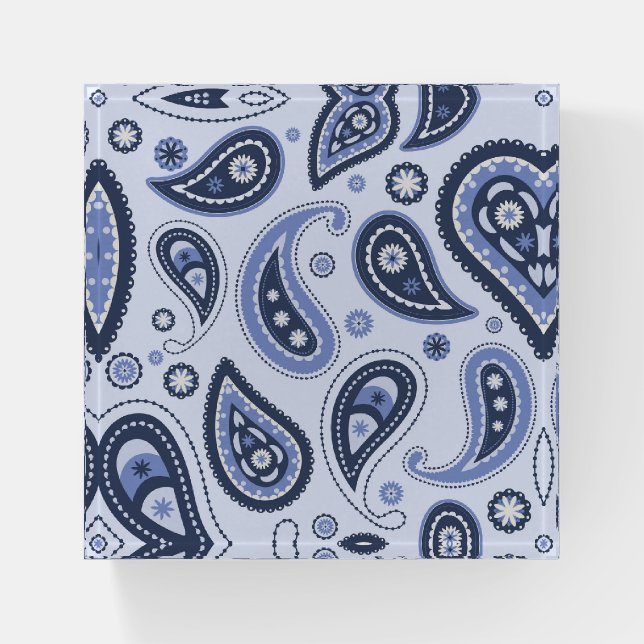 Blue Paisley Pattern Paperweight (Front)