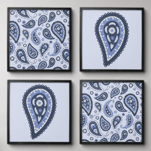 Blue Paisley Pattern Peel And Stick Photo Tile