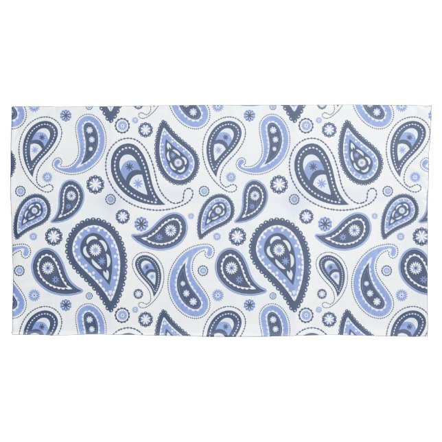 Blue Paisley Pattern Pillow Case (Front)