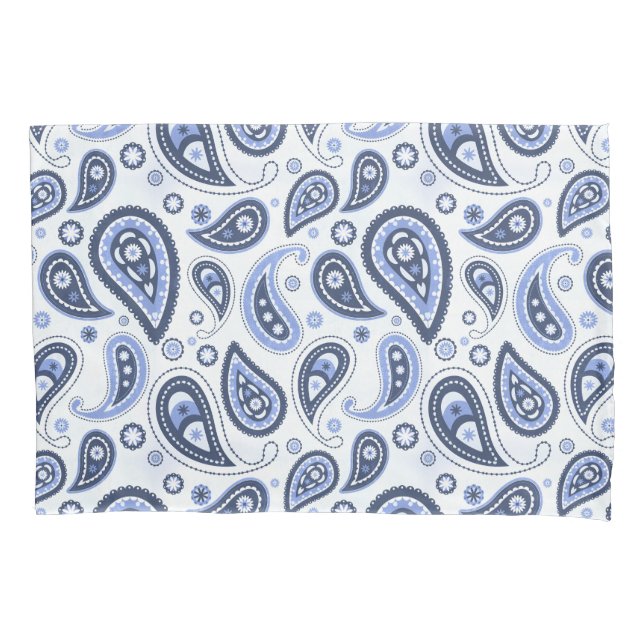 Blue Paisley Pattern Pillow Case (Front-Left)