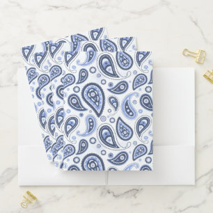 Blue Paisley Pattern Pocket Folder