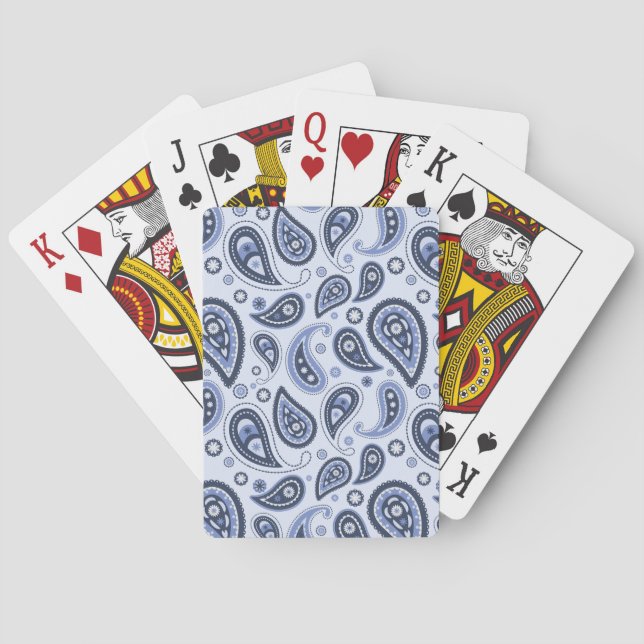 Blue Paisley Pattern Poker Cards (Back)