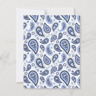 Blue Paisley Pattern RSVP Card