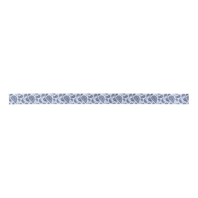 Blue Paisley Pattern Satin Ribbon (Front)