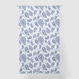 Blue Paisley Pattern Sheer Curtains