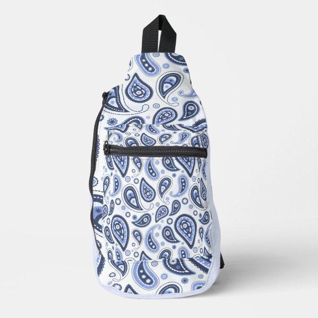 Blue Paisley Pattern Sling Bag (Front)