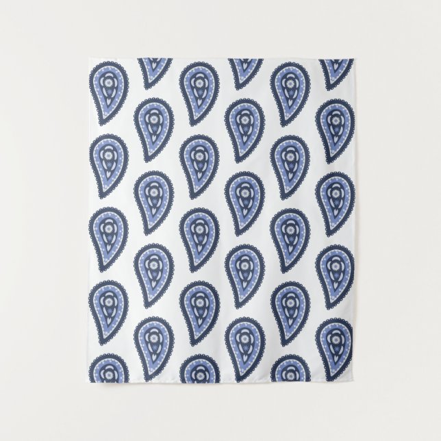 Blue Paisley Pattern Tapestry (Front)
