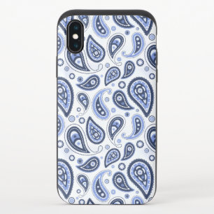 Blue Paisley Pattern iPhone X Slider Case