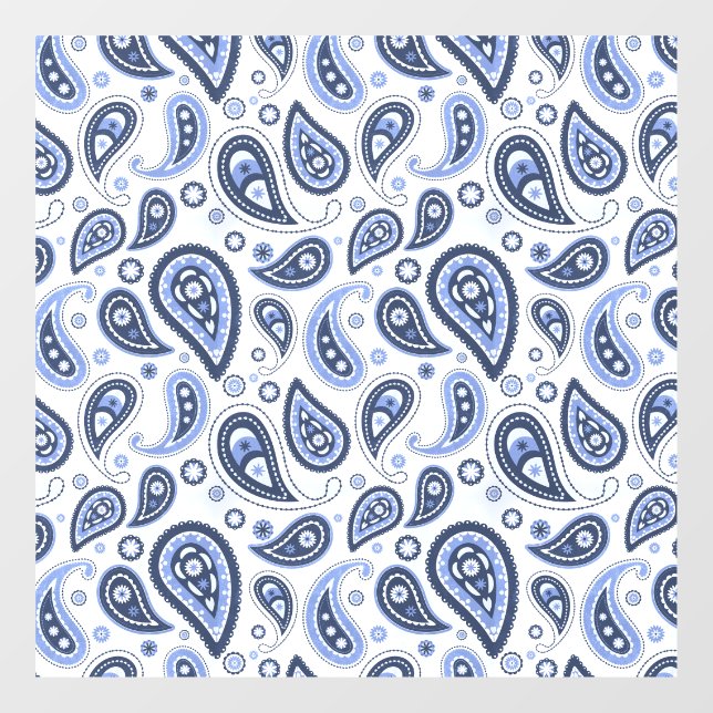 Blue Paisley Pattern Window Cling (Sheet)