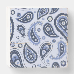 Blue Paisley Pattern Wooden Box Sign