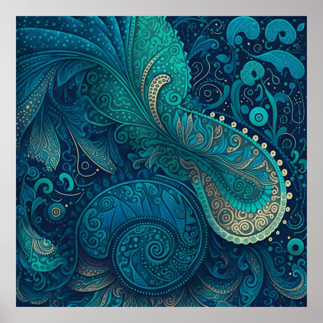 Blue Paisley Poster 1 (Front)