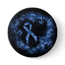 Blue Paisley Ribbon Grunge Heart Pinback Button