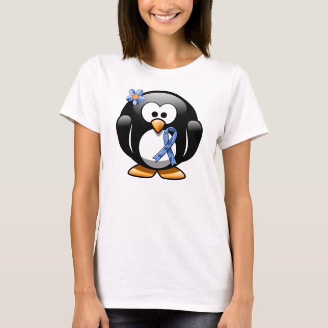 Blue Paisley Ribbon Penguin T-Shirt (Front)