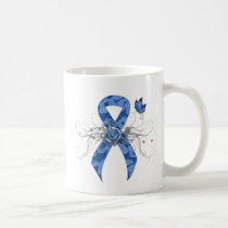 Blue Paisley Ribbon with Butterfly Coffee Mug