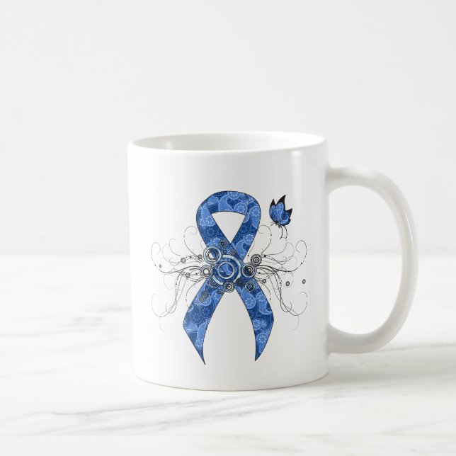 Blue Paisley Ribbon with Butterfly Coffee Mug (Right)