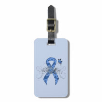 Blue Paisley Ribbon with Butterfly Luggage Tag