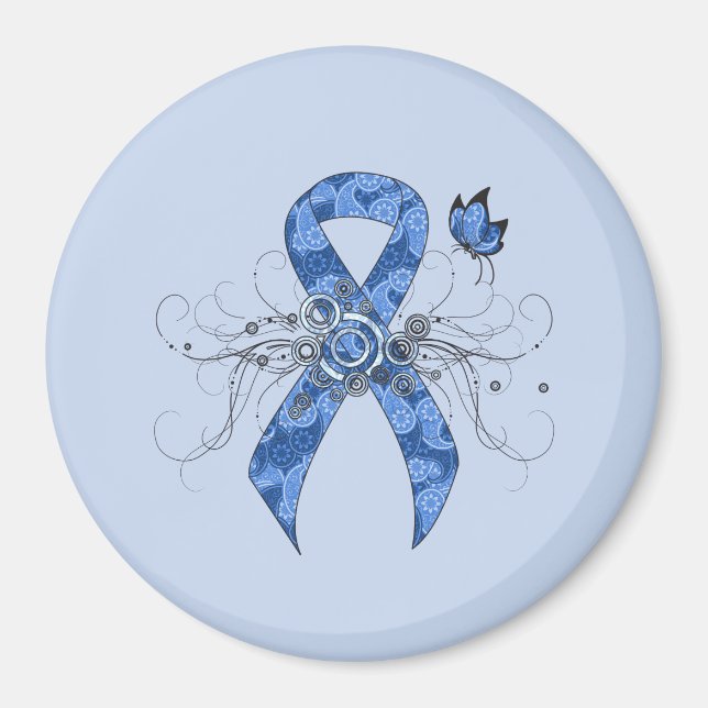 Blue Paisley Ribbon with Butterfly Magnet (Front)