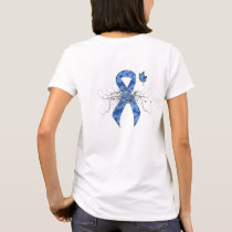 Blue Paisley Ribbon with Butterfly T-Shirt