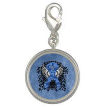 Blue Paisley Ribbon with Wings Charm