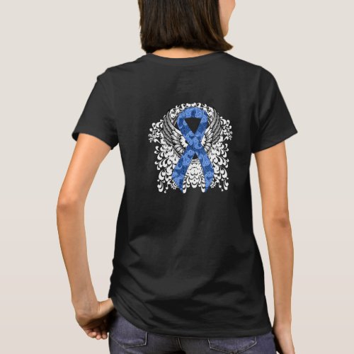 Blue Paisley Ribbon with Wings T_Shirt