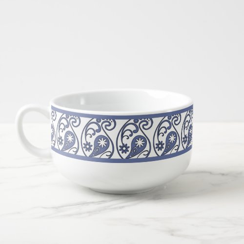 Blue Paisley Soup Mug