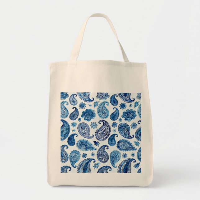 Blue Paisley Tote Bag for Women (Front)